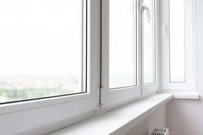 Double-hung window on a house